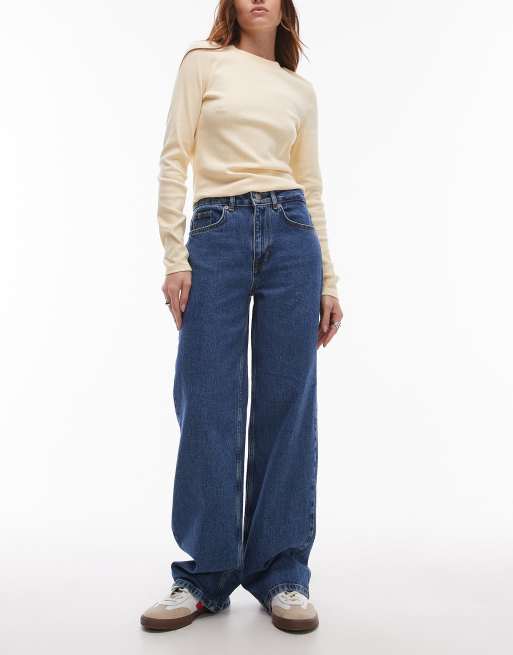 Selected Femme Alice wide leg jeans in blue wash