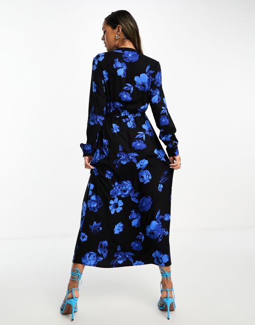 Selected Femme belted maxi dress in blue florals