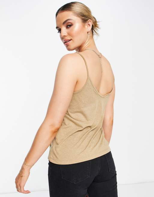 Selected Femme – Beżowy podkoszulek z bawełny – BEIGE, 2 z 4