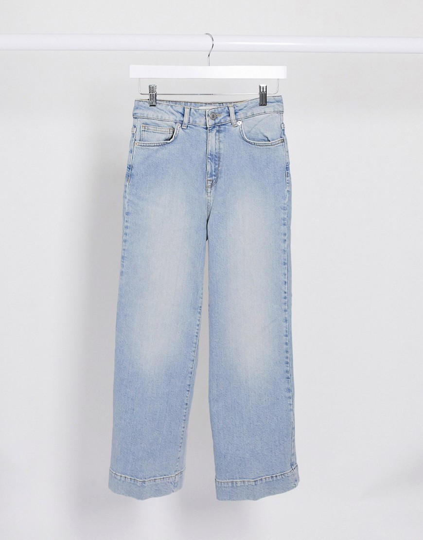 Selected Femme - Blå crop-jeans med vide ben