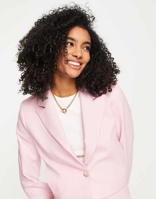 Selected Femme Blazer court d ensemble en boucl Rose