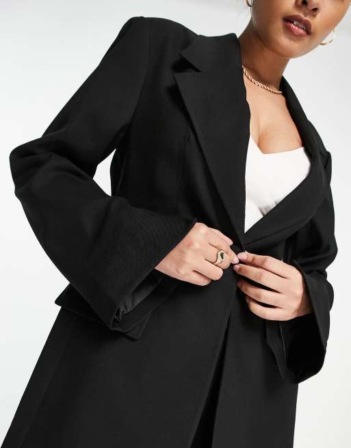 Selected Femme Blazer de tailleur d ensemble long Noir