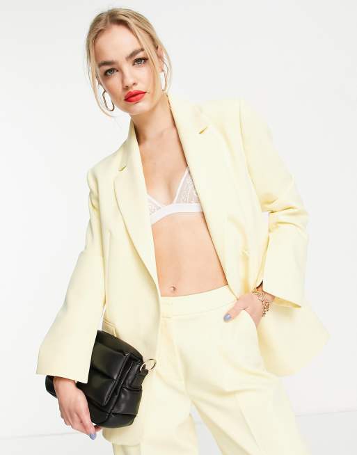 Selected Femme Blazer d ensemble coupe dad Jaune YELLOW ASOS