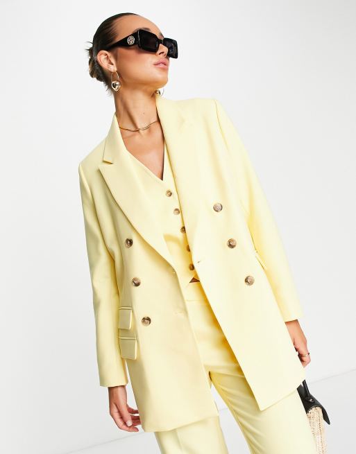 Selected Femme - Blazer sartoriale da abito giallo pastello