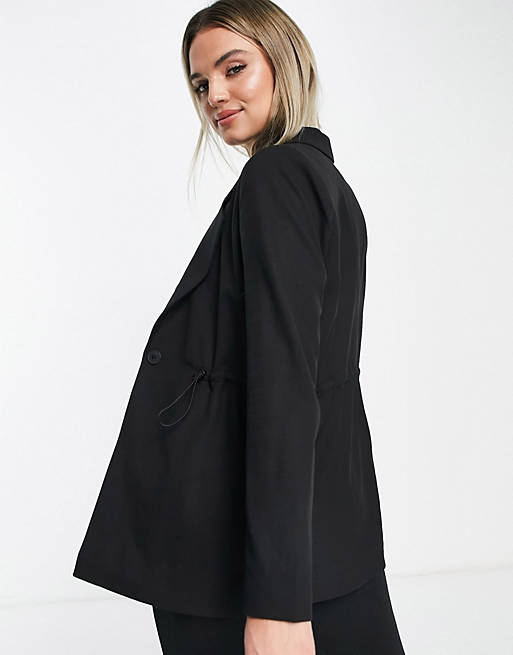  Selected Femme blazer with toggle waist detail in black 