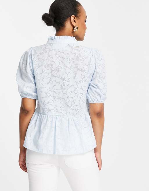 Selected Femme - Blouse met pofmouwen in lichtblauw, 4 van 4