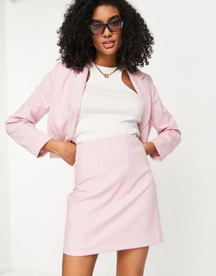 Selected Femme boucle mini skirt co-ord in pink