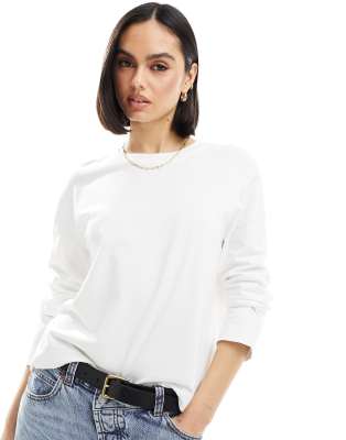 Femme boxy long sleeve t-shirt in white