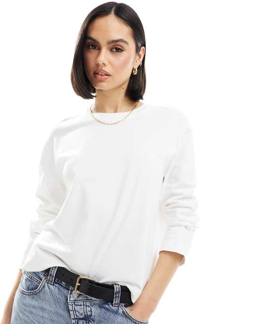 Selected Femme boxy long sleeve t-shirt in white | ASOS