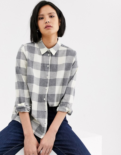 Selected Femme boxy shirt in grey check