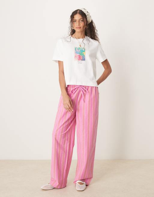 Selected Femme boxy t-shirt in white with bright colour chest print, 3 of 4