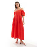 [Selected] Selected Femme broderie maxi dress in red 34 Flame Scarlet