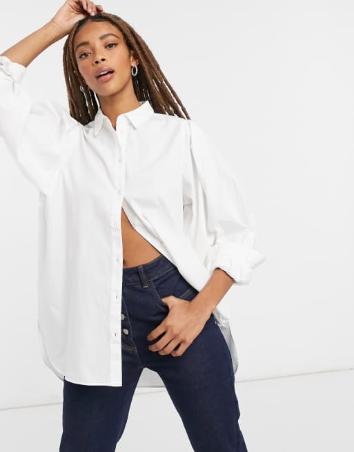 Selected Femme - Camicia bianca con maniche oversize
