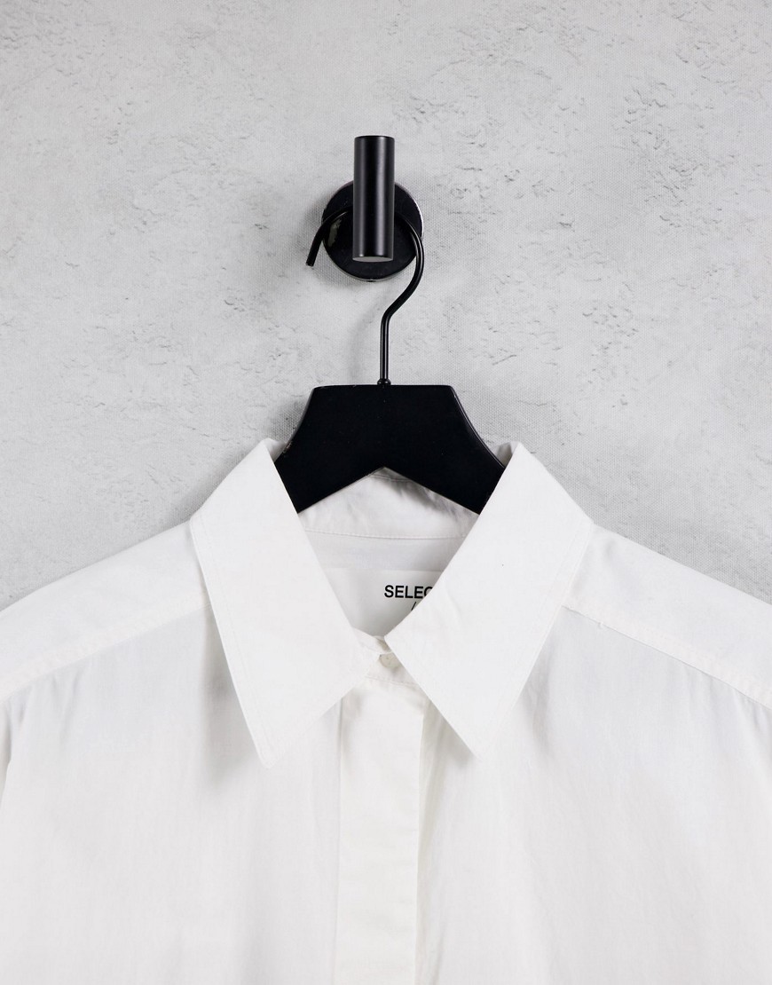Camicia bianca in cotone con polsino ampio - WHITE-Bianco - Selected Camicia donna  - immagine2