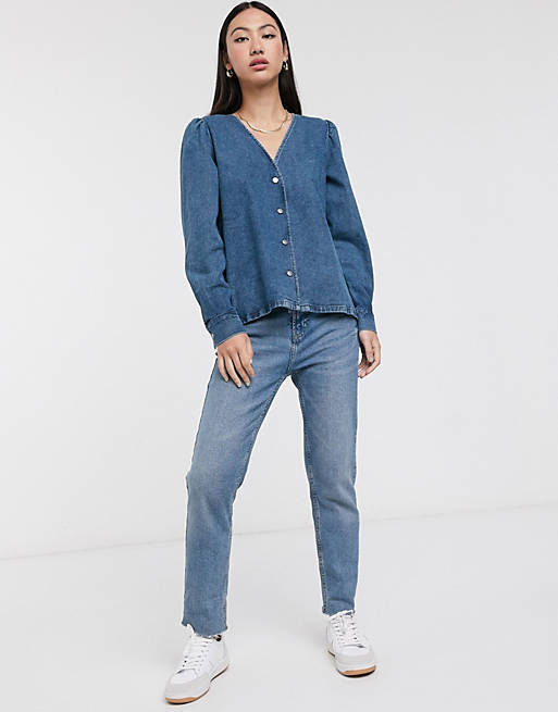 Top di jeans con maniche voluminose Suhrie Asos Donna Abbigliamento Camicie Camicie denim 