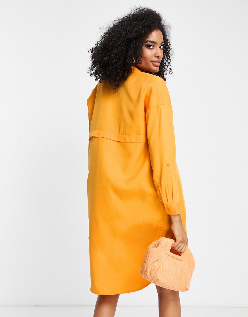Camicia oversize arancione con cintura - Selected Camicia donna  - immagine3