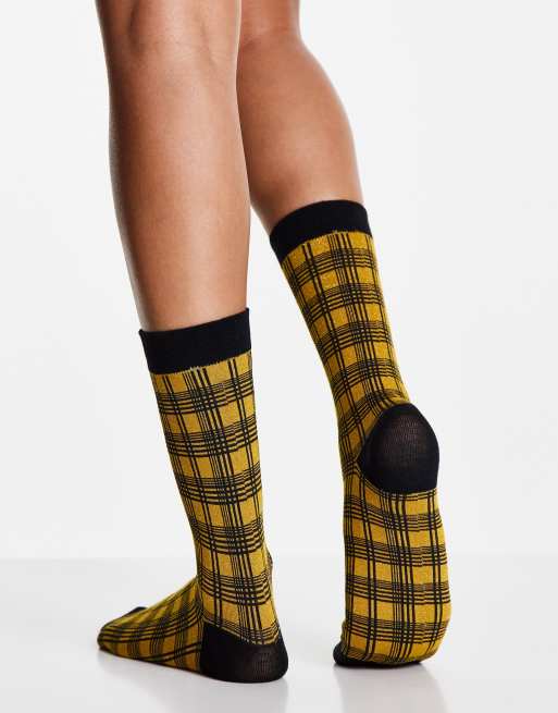 Selected Femme Chaussettes carreaux Jaune