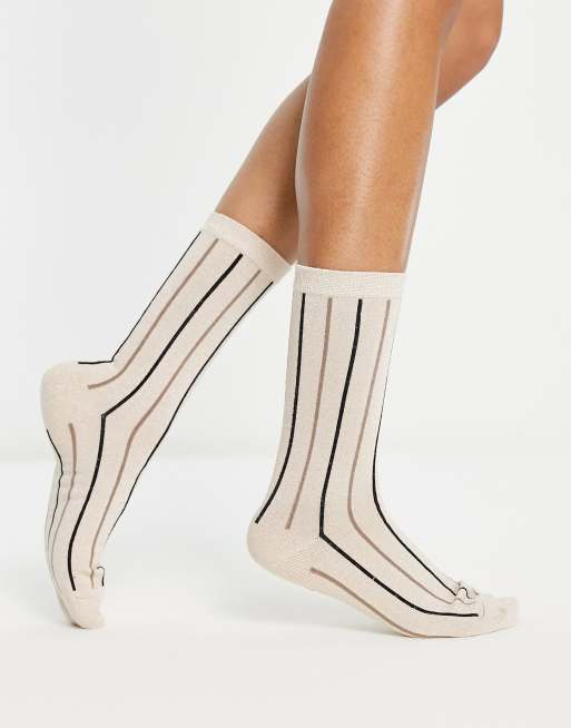 Selected Femme - Chaussettes à imprimé - Noir et blanc