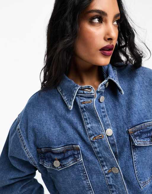 Selected Femme Chemise d ensemble oversize en jean Bleu