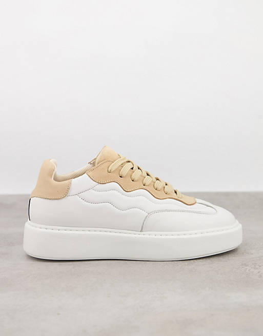 Selected Femme chunky trainer in white and pink