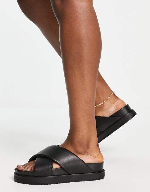 Selected Femme Claquettes en cuir Noir ASOS