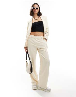 Selected Femme co-ord high waist tailored trouser in cream-White