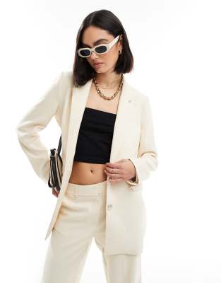 Selected Femme co-ord relaxed fit blazer in cream-White