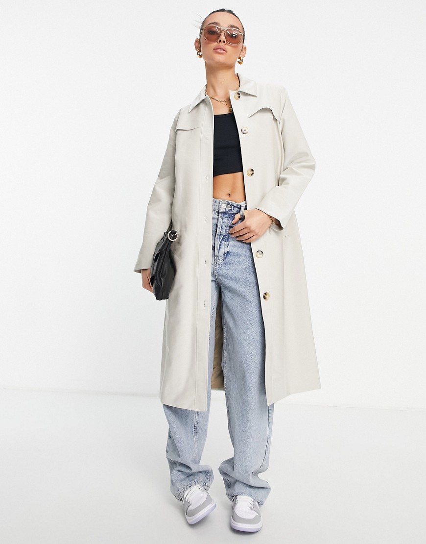 Selected Femme coated trench coat in cream-Neutral