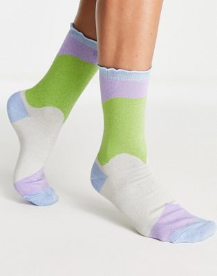 Selected Femme colour block socks in pastel