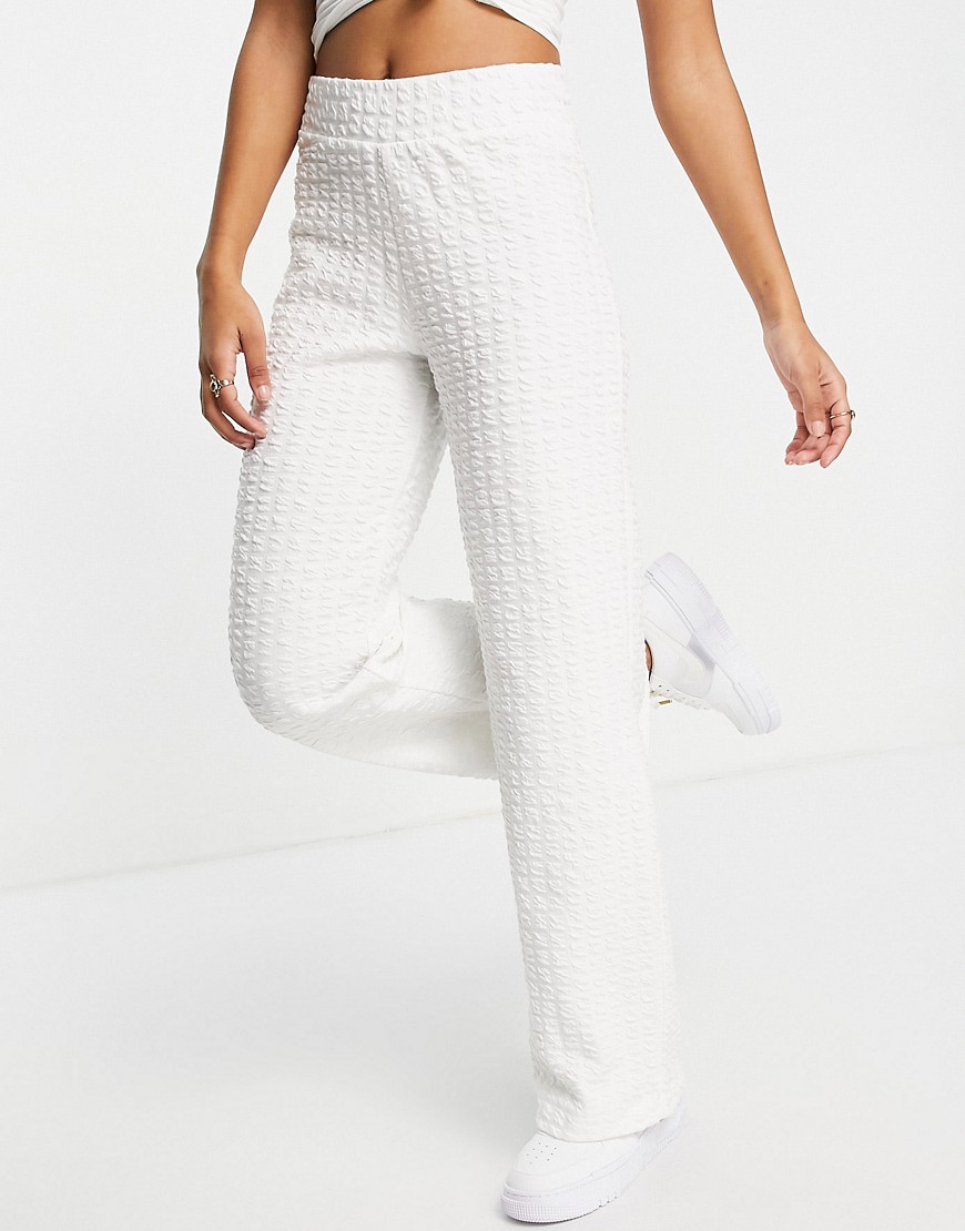 Selected Femme cotton blend wide leg sweat pants in white - part of a set