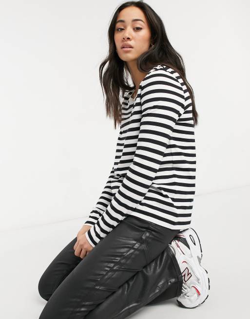 Selected Femme cotton long sleeve t shirt in stripe MULTI