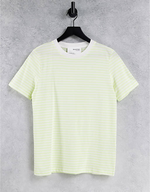 Selected Femme cotton t-shirt in yellow stripe