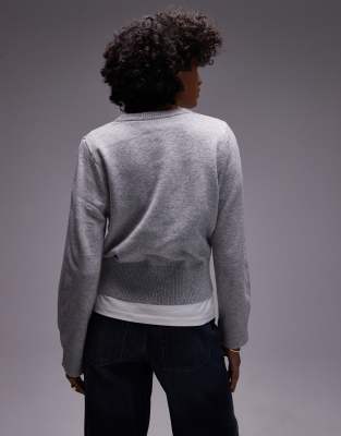 Selected Femme Crew Knit Sweater In Gray