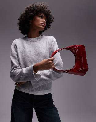 Selected Selected Femme crew knitted jumper in grey