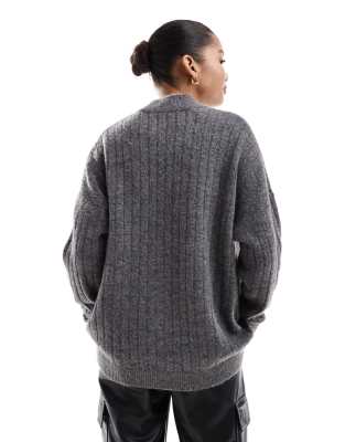 Selected Femme Crew Neck Merino Wool Blend Sweater In Gray