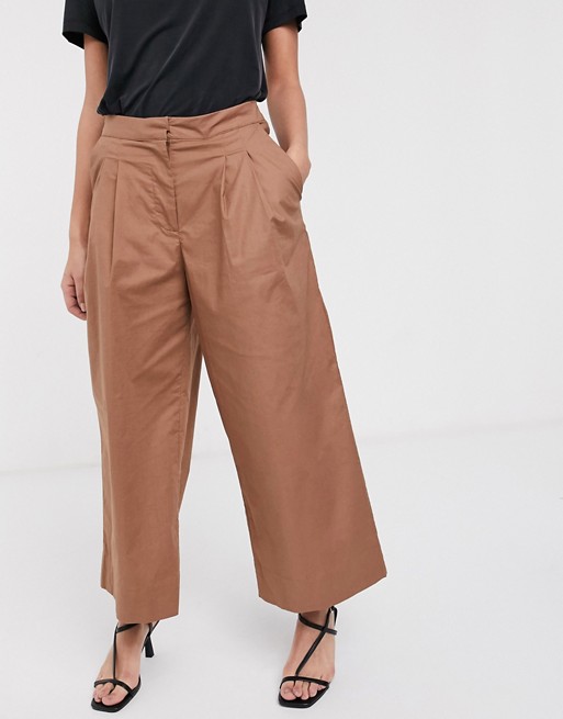Selected Femme crop trousers in camel