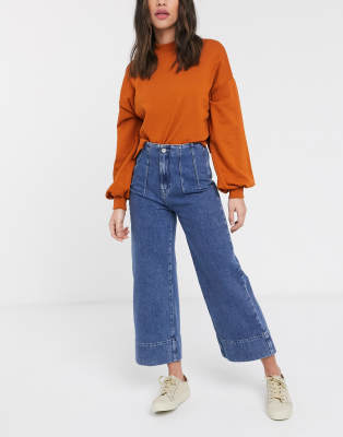 high rise cropped wide leg jeans