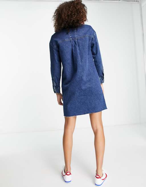 selected femme denim dress Selected Femme Janna Denim-Look Maxi Dress, Blue