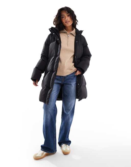 Selected Femme down mid length puffer jacket in black  