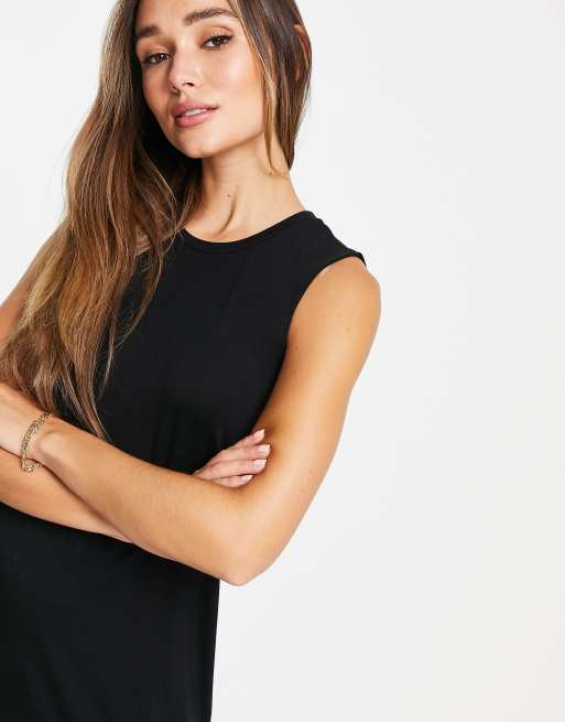 Selected Femme easy sleeveless jersey midi dress in black, 3 of 4