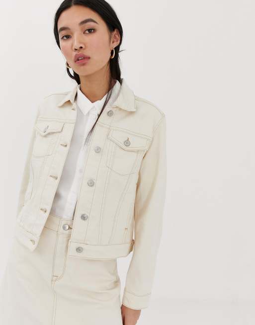 Veste en jean ecru femme new arrivals