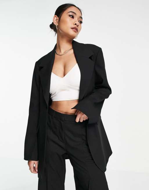 Selected Femme - Elegante nette blazer met lange pasvorm in zwart, deel van co-ord set, 2 van 4