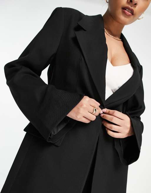 Selected Femme - Elegante nette blazer met lange pasvorm in zwart, deel van co-ord set, 3 van 4