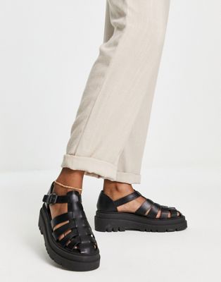 Selected Femme fisherman leather sandals in black
