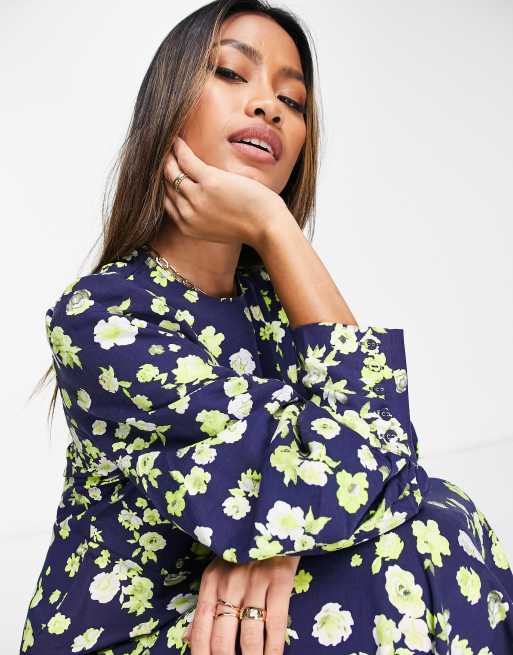 Navy and best sale yellow floral dress