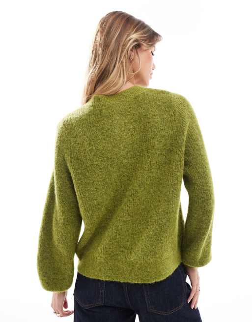 Selected Femme - Gebreid vest van wol- en alpacamix in groen, 3 van 4