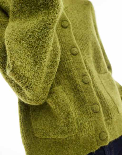 Selected Femme - Gebreid vest van wol- en alpacamix in groen, 4 van 4