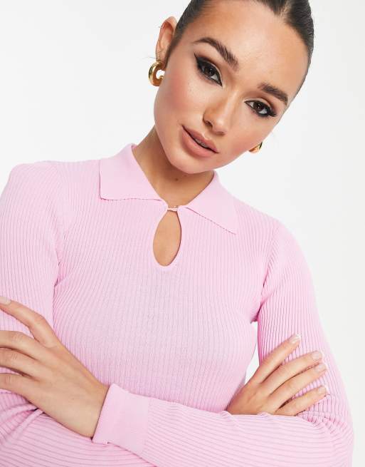 Selected Femme - Gebreide polotop in pastelroze