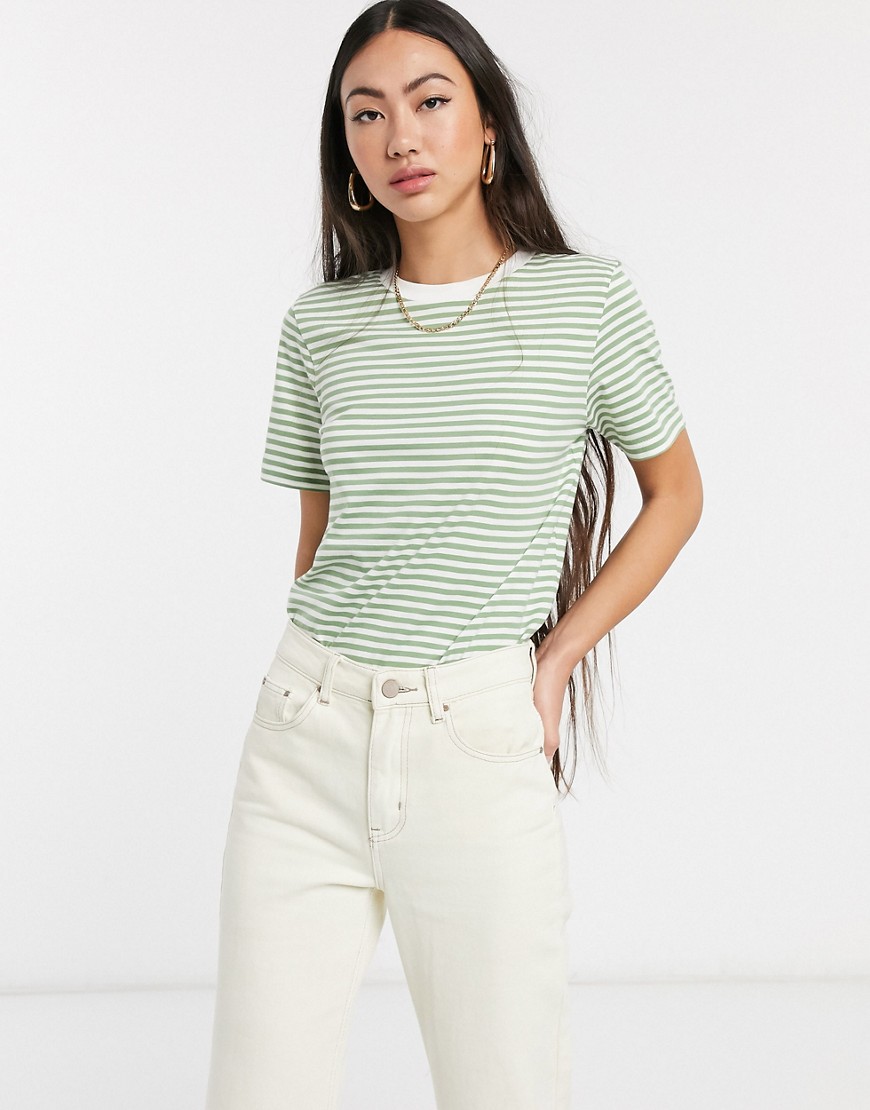 Selected Femme - Gestreept T-shirt in groen-Multi