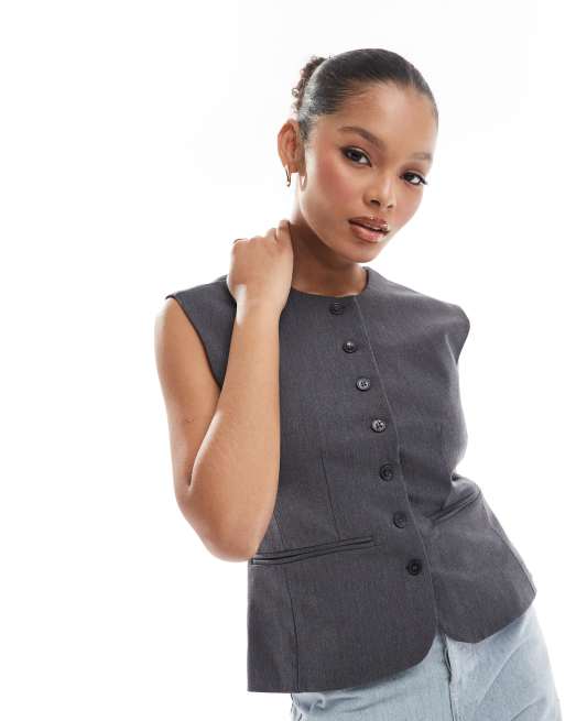 Selected Femme - Getailleerd gilet in donkergrijs
